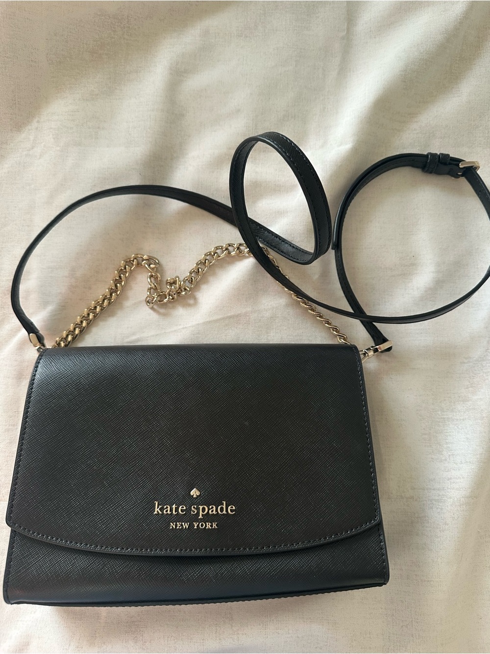 Kate Spade New York Crossbody Bag Black Gold Chain - Picture 4 of 8